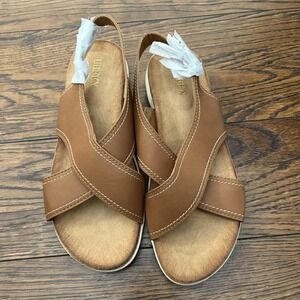 UBFEN Womens Flat Sandals Arch Support Slingback Brown Size 38 / 7